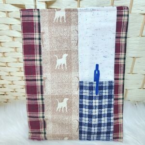 Handmade Quilted Dog Puppy Notebook Cover With Pen Pocket Pen Not Included